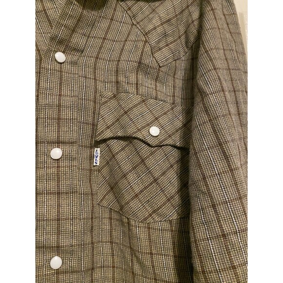VTG Levi's Plaid Western Shirt Pearl Snap Youth Small Boys 8-10 Rodeo Korea GUC - Picture 9 of 16